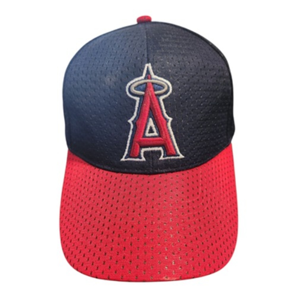 Los Angeles Angels MLB Mesh Baseball Hat‎ Navy Red ampm Logo Adjustable Cap